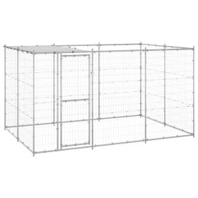 Outdoor Dog Kennel Galvanized Steel with Roof 78.1 ftï¿½ï¿½