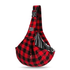 Pet Supplies Red And Black Plaid Shoulder Strap Adjustable Buckle Single-shoulder Bag