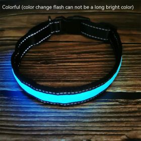 LED Luminous Dog Collar Highlight Reflective Leather Reflective Stripe Ribbon (Option: Colorful-M)