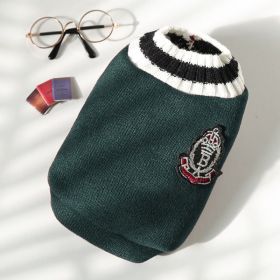 Knitted Vest V-neck Pet Clothes (Option: 278 Badge Sweater Dark Green-XL)