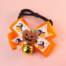 Pet Cat Dog Pumpkin Bow Tie Big Bell Decorations (Option: Orange Bell-L34to56cm)