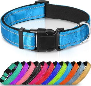 Adjustable Reflective Nylon Webbing Dog Collar (Option: Sky Blue-L)